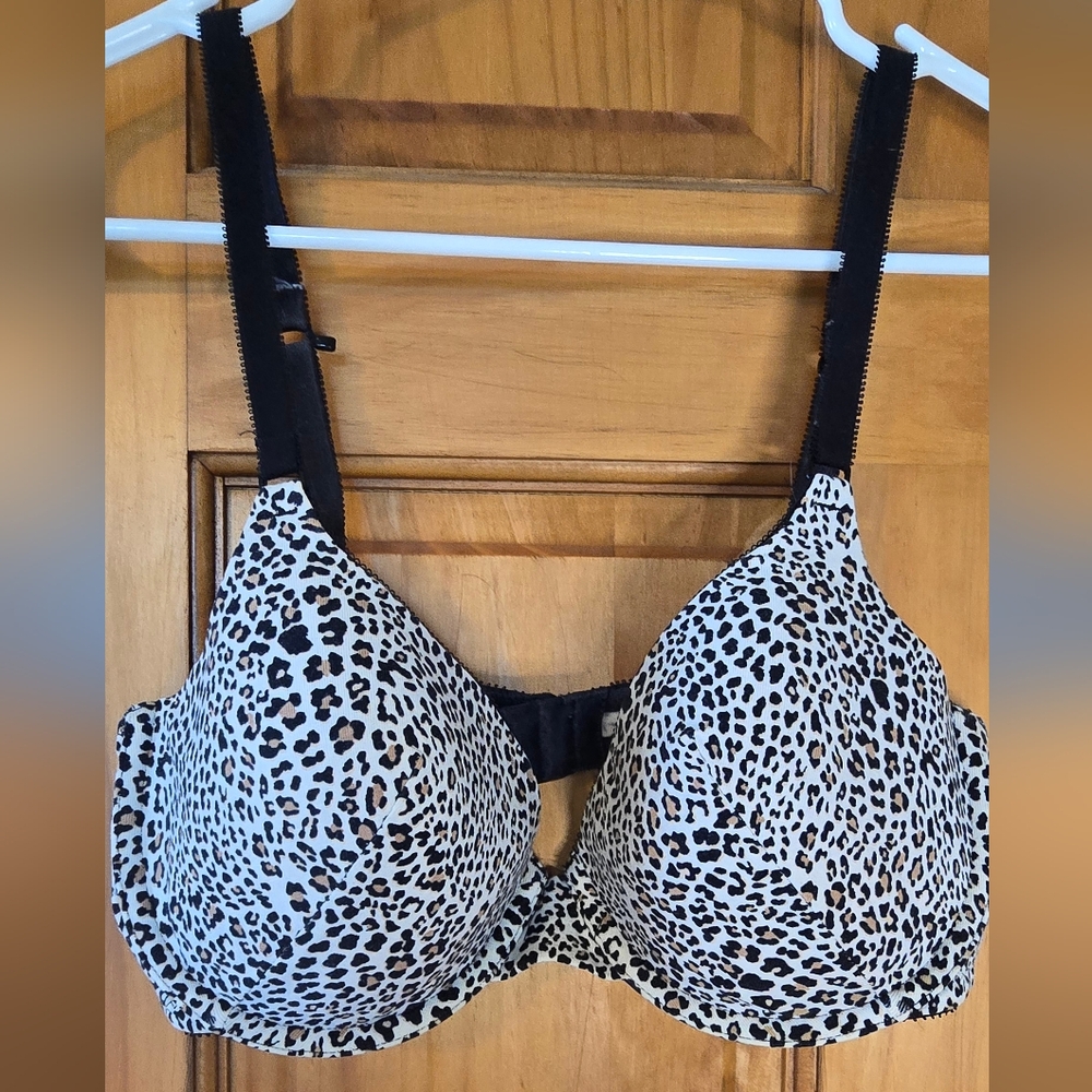 Ambrielle Black and White Leopard Print Underwire Bra